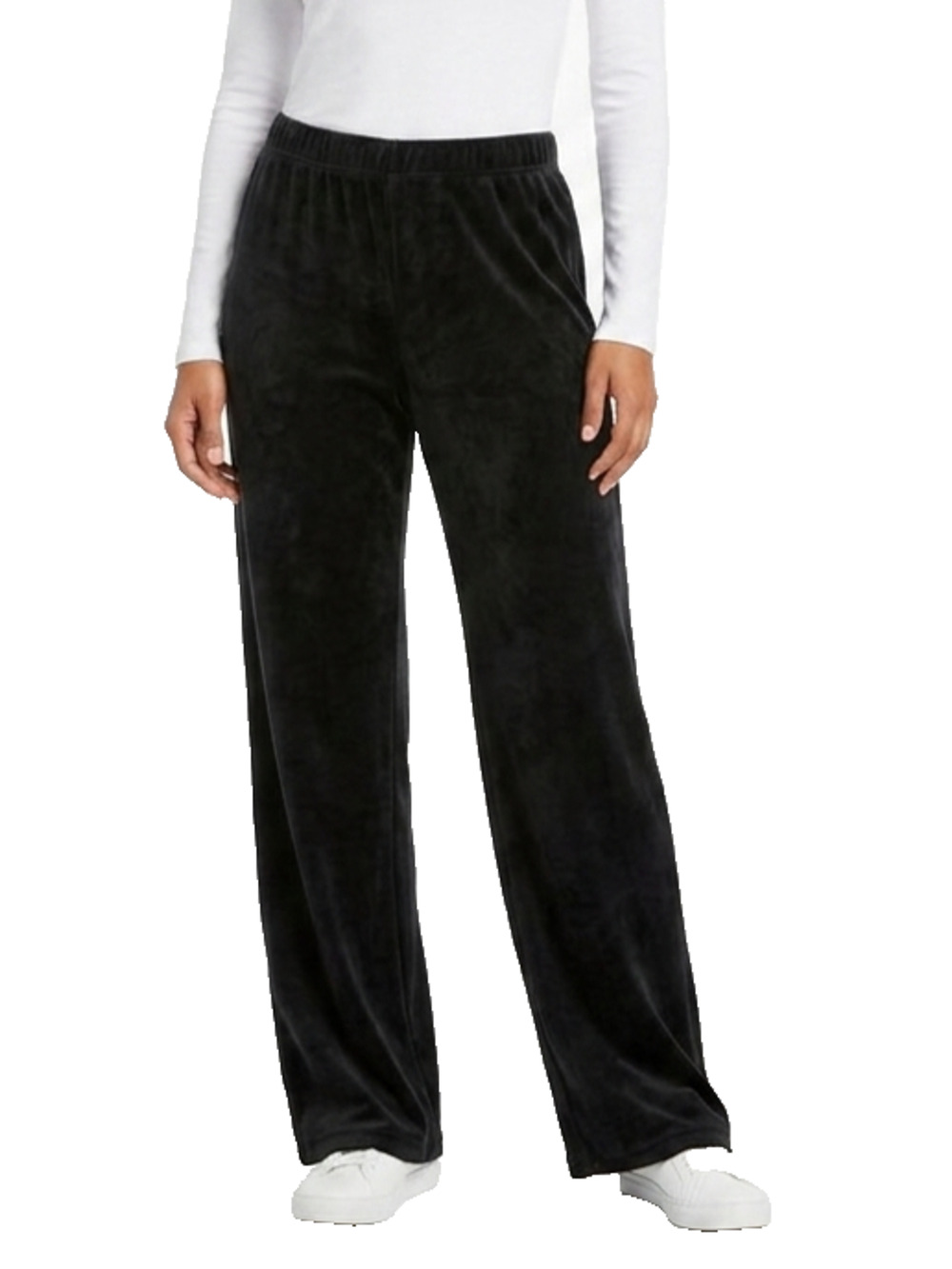 State of Day Velour Pants Women's Size Large Black Wide Leg Lounge Trousers NWOT